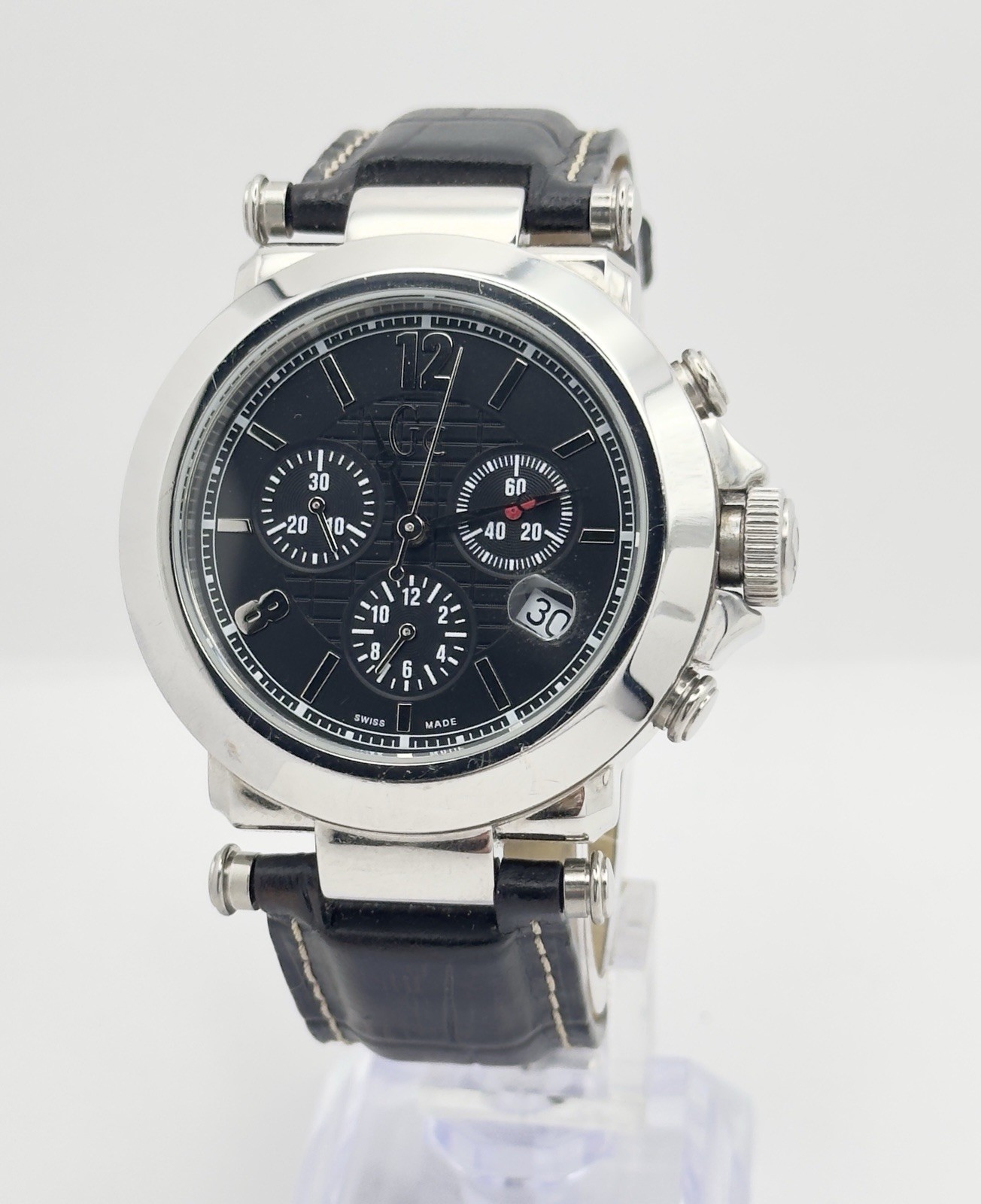 Guess Collection GC30000 Men’s Watch Black Leather Strap Swiss Made