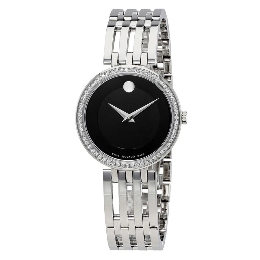 Movado Esperanza Black Dial Womens Watch 607052 Stainless Steel Swiss Quartz
