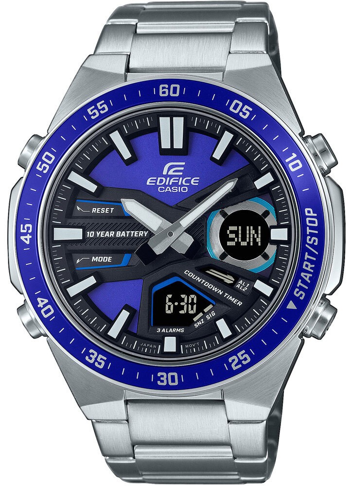CASIO Edifice Analog Digital Hybrid World Time 100m Water Resistant Sleek and Bl