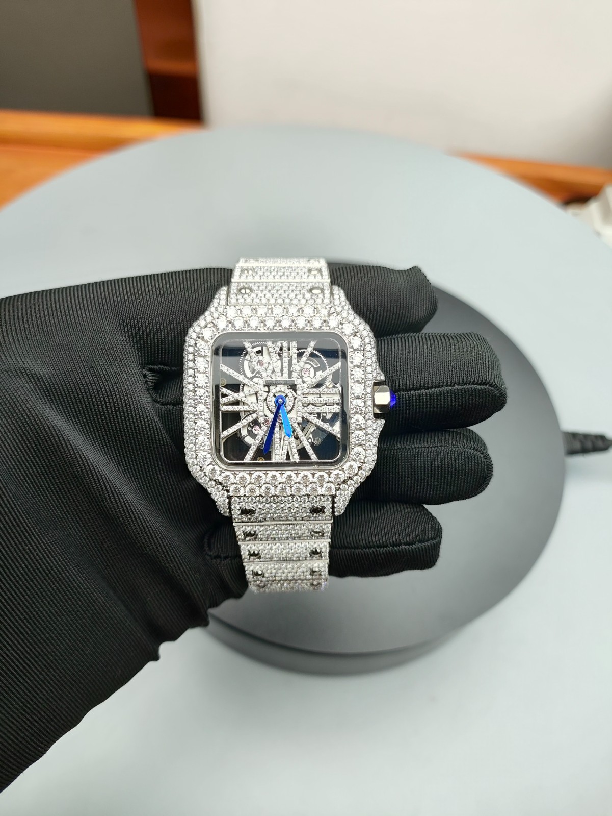 Hand-Set Iced-Out Skeleton Watch – Custom Unbranded Full Diamond Aftermarket Des