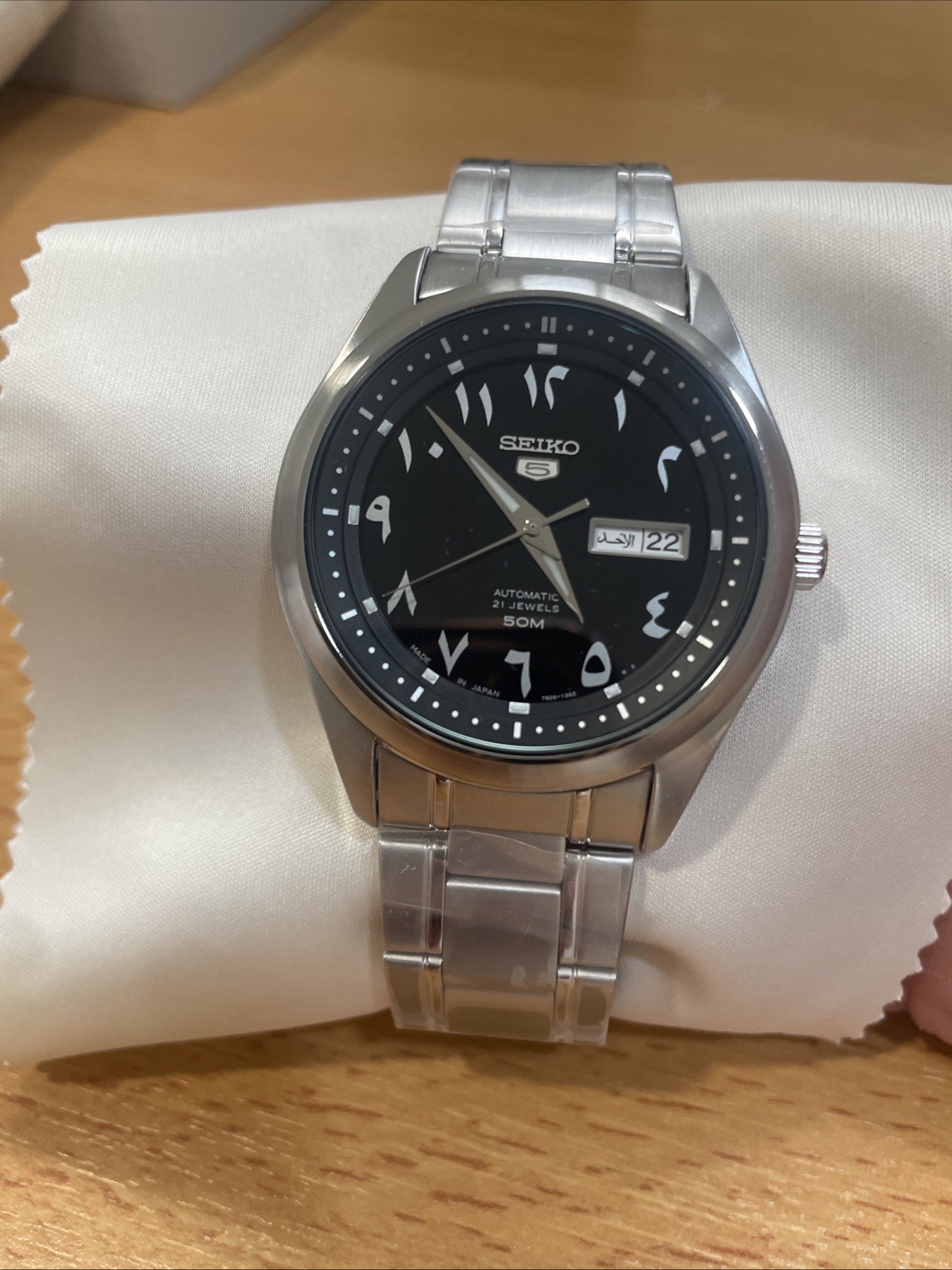 Seiko 5 Automatic Black Arabic Dial Stainless Steel Men’s Watch SNK063J5