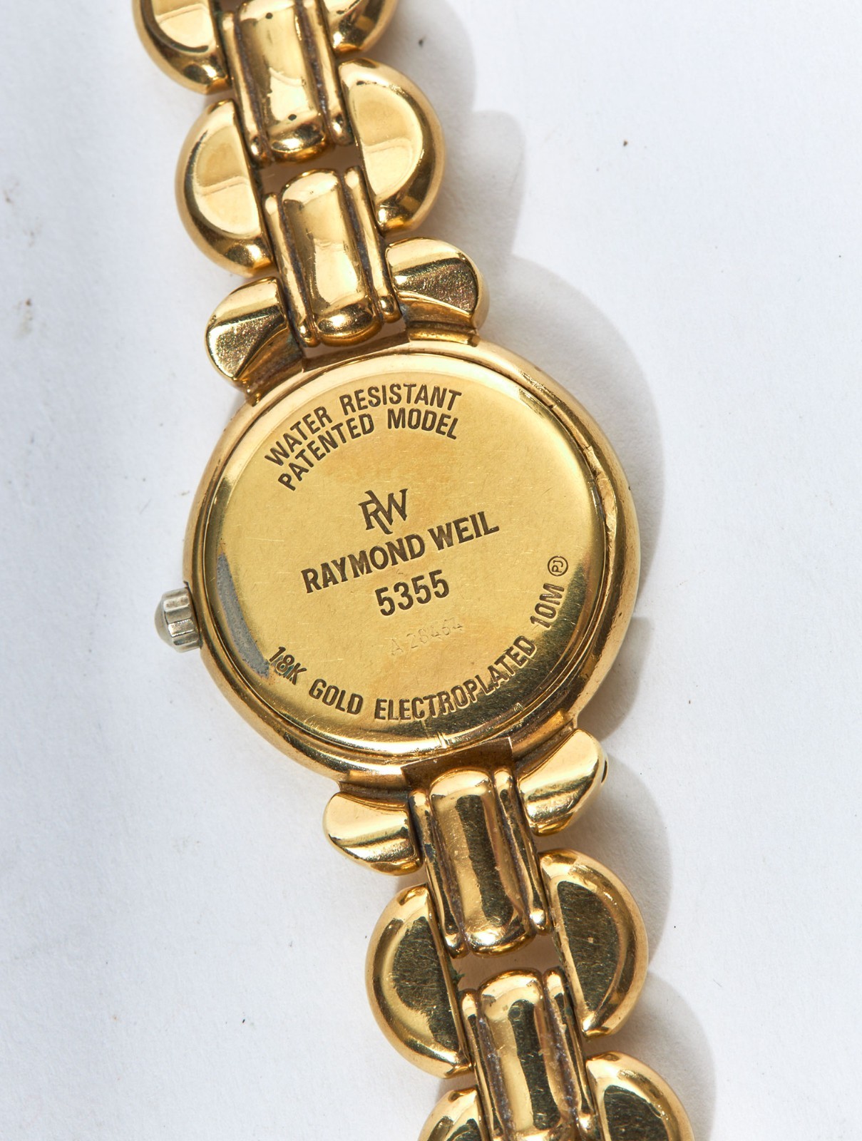 Raymond Weil, 18K Gold Electroplated, Black Dial, Women’s Wristwatch 5355. Works