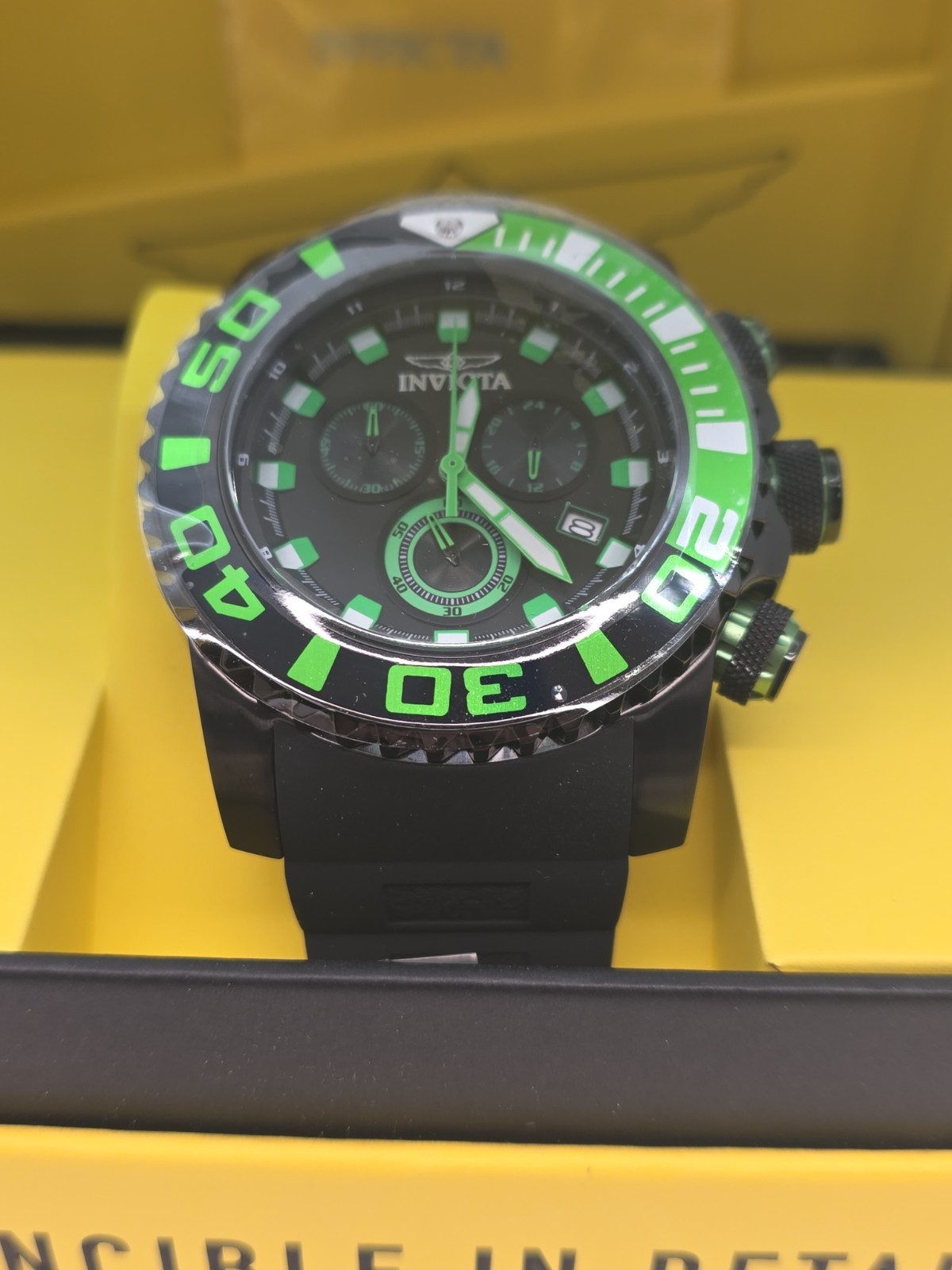 Invicta Sea Hunter Blackwater Men’s 52mm Black & Green Chrono Watch 48985