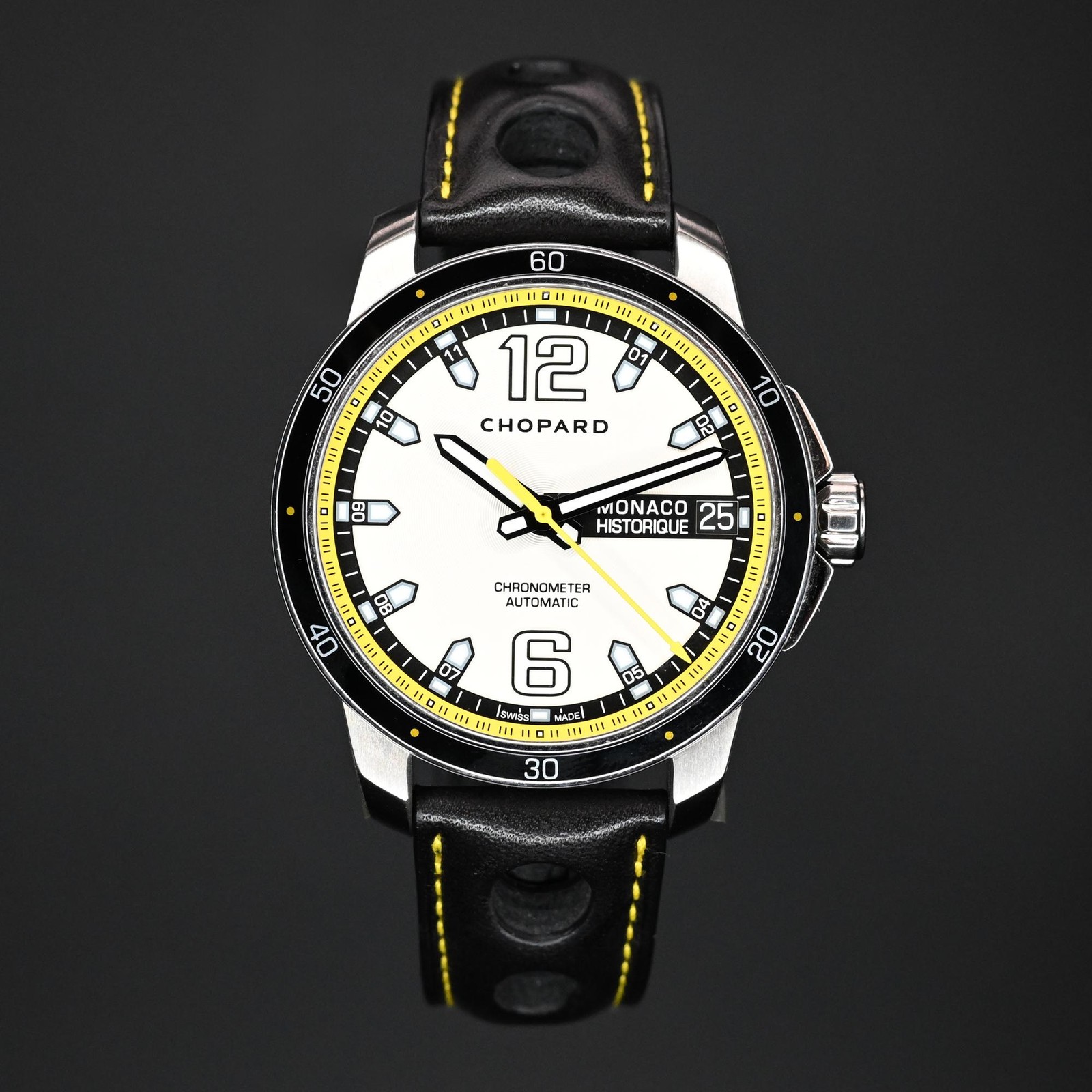 Chopard Grand Prix de Monaco Historique 44.5mm White Dial Leather Strap 8568