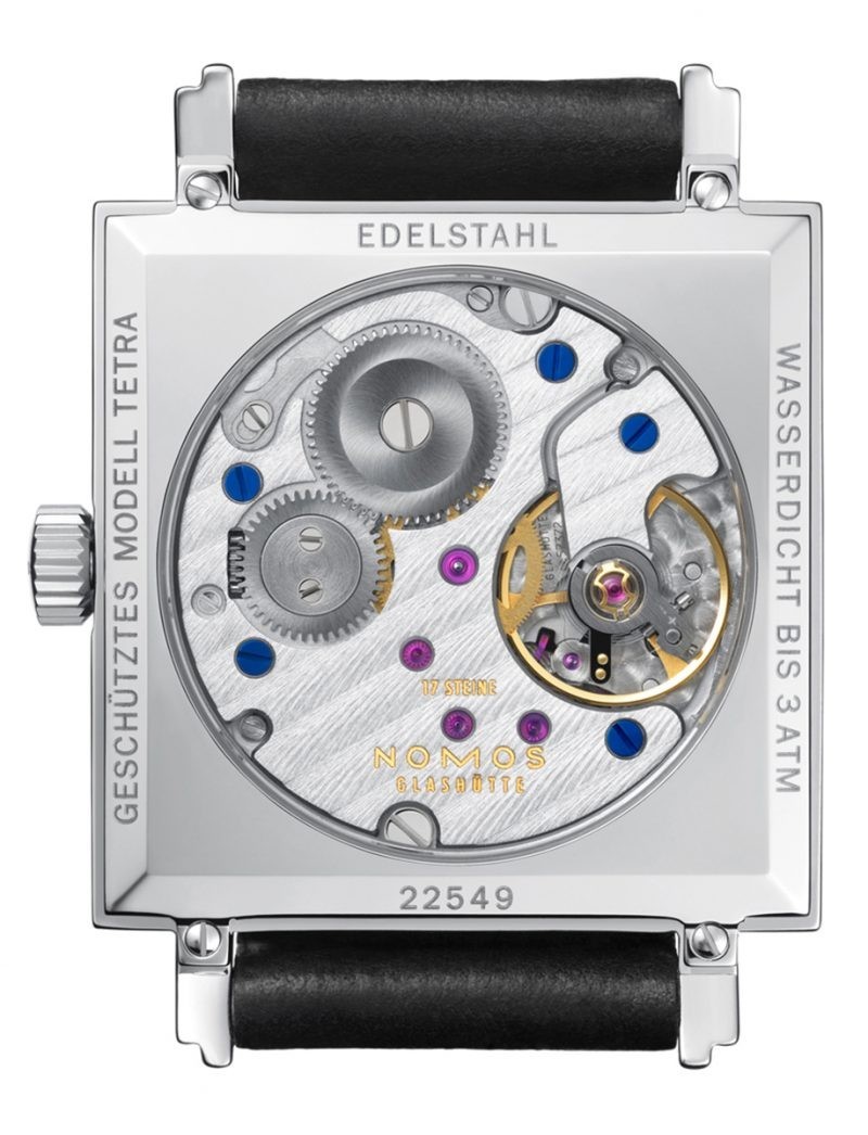 NOMOS Glashütte Tetra White Dial Black Leather Band Watch – 406