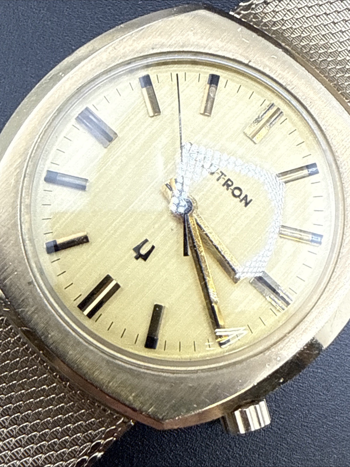 1970s Vintage Bulova Accutron Wood Grain Dial 10k Filled Case Just Serviced