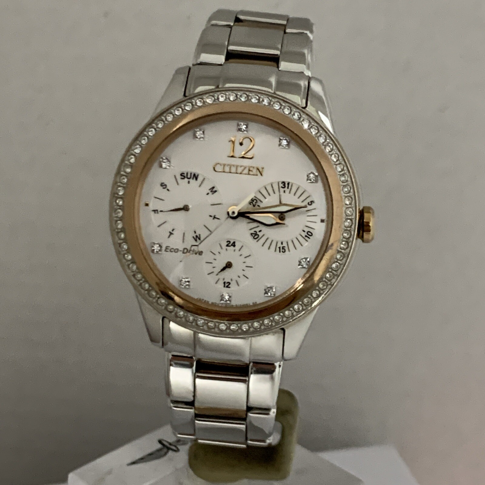 Citizen Ladies Eco-Drive Diamond Accent Day Date Two T Bracelet Watch FD2016-51A