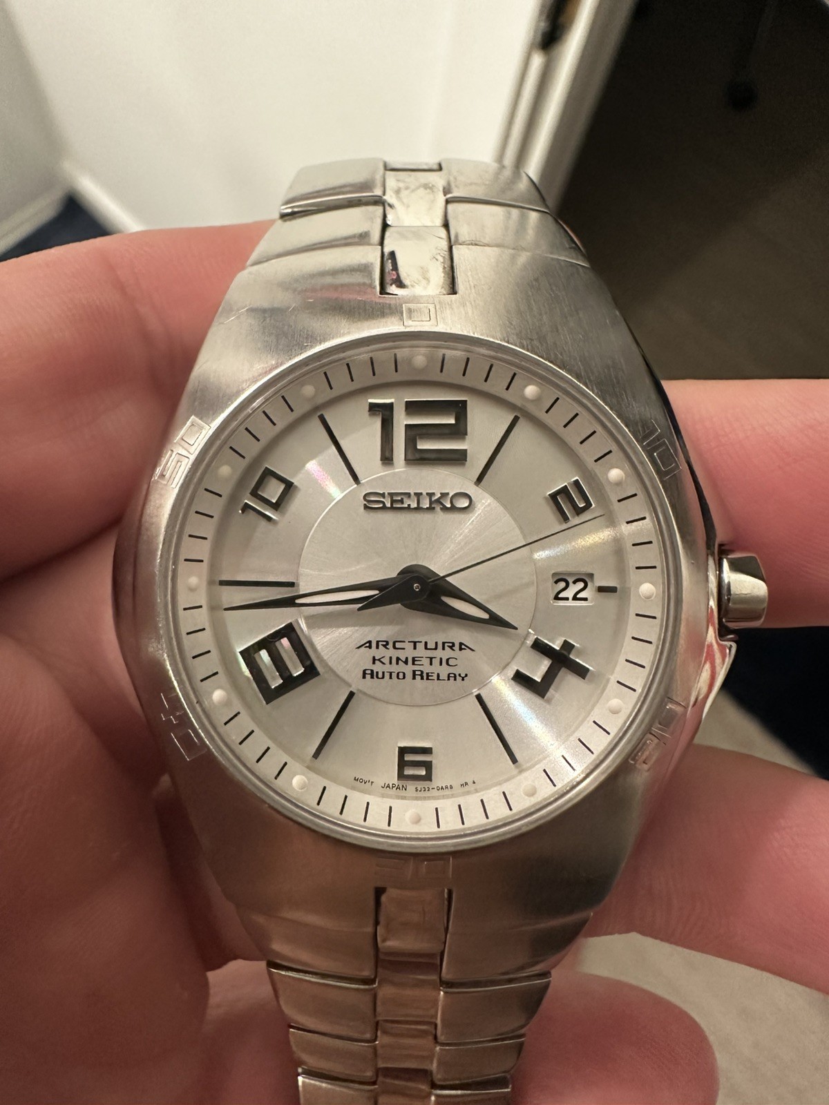Vintage Seiko 5J32-0AP0 Arctura Kinetic Auto Relay Stainless Steel Watch – Works