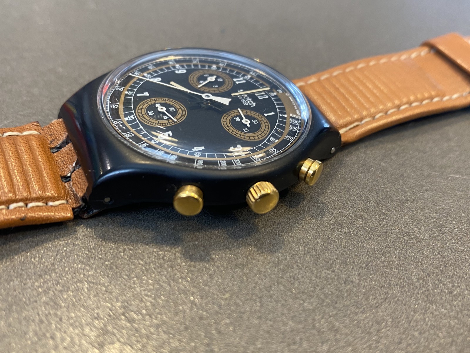 Swatch Chrono SCB104 Sand Storm 1990 – Working But No Battery Inc.