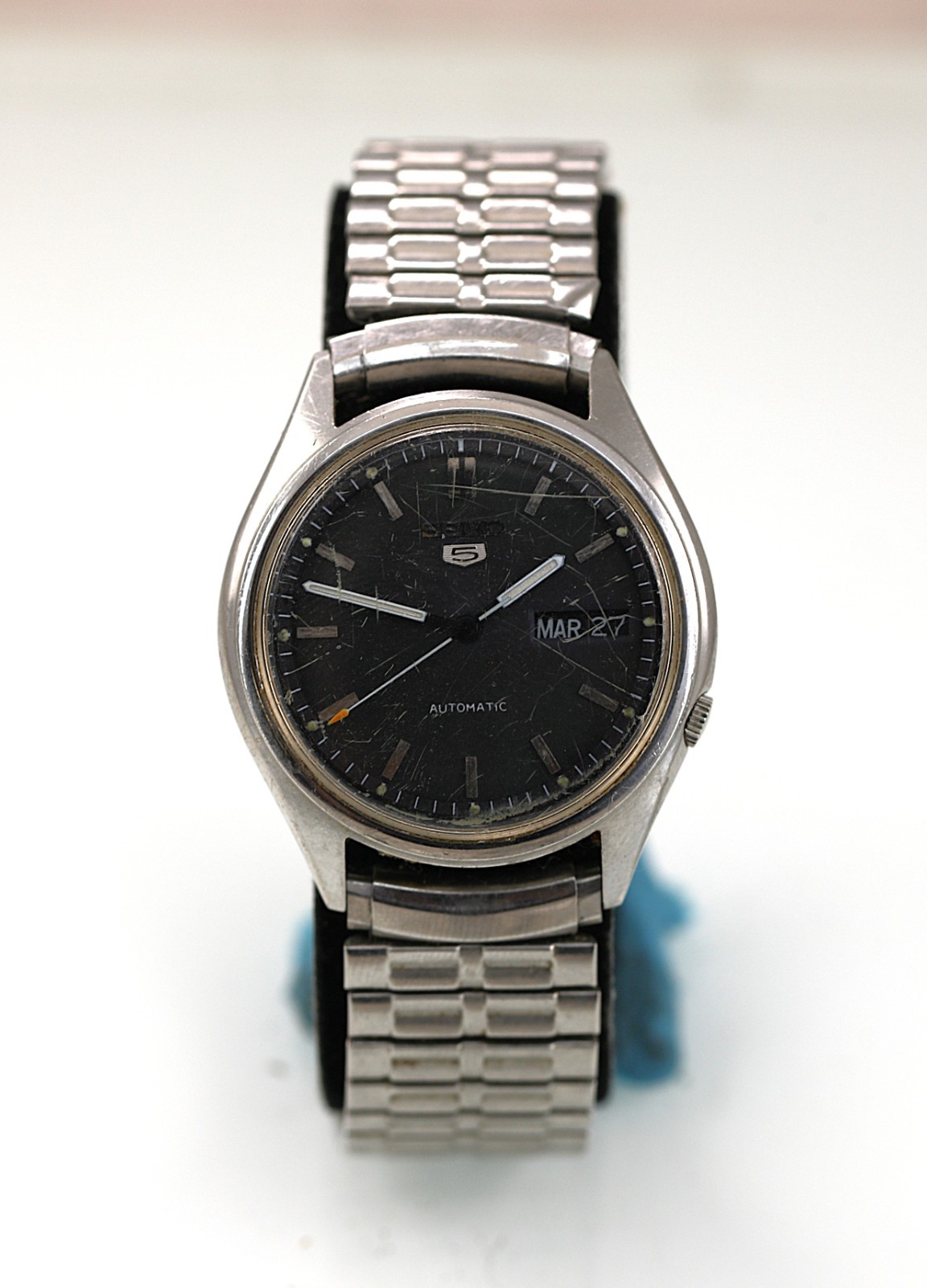 Seiko Watch Men DX Automatic Vintage 17 Jewels Stainless Steel WR Day Date Blue