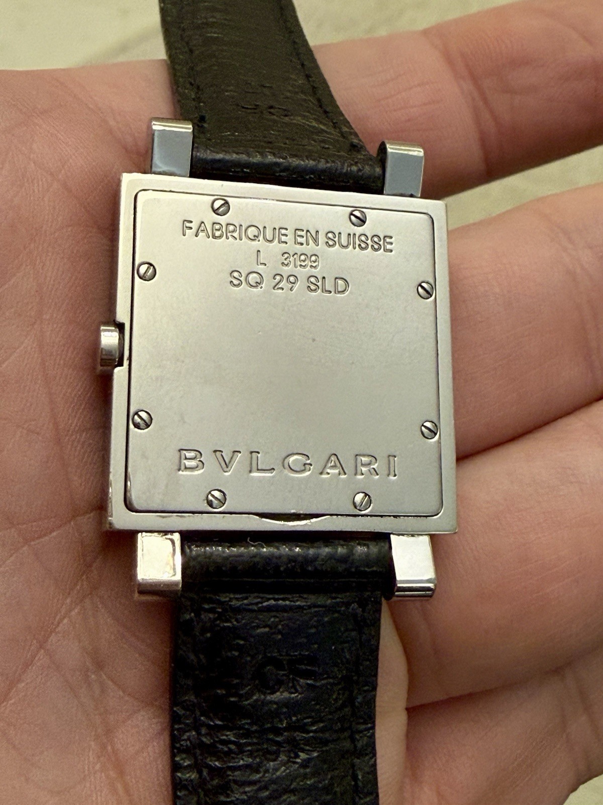 ✨⌚ BVLGARI SQ29 SLD Square Quartz Black Dial Swiss Made Ultra Slim ⌚✨