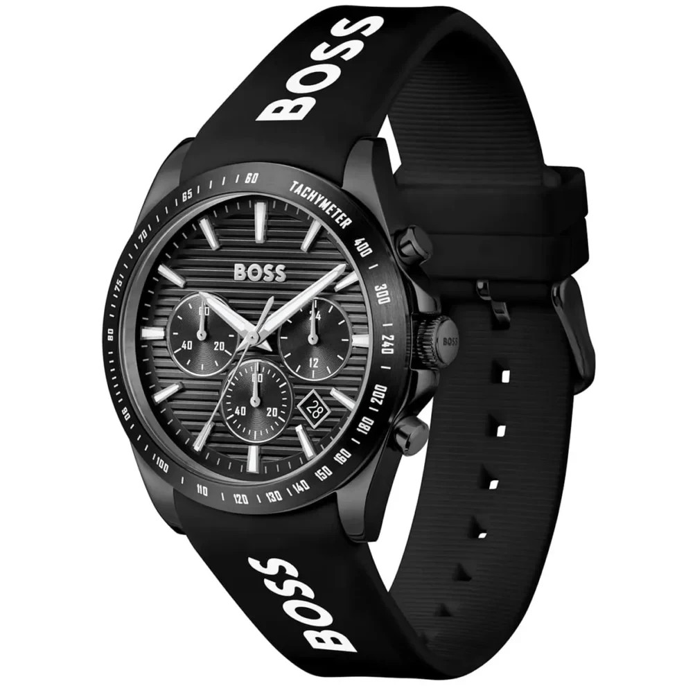 Original Hugo Boss Strike 1514289 41mm Chronograph – Black Dial Rubber Strap