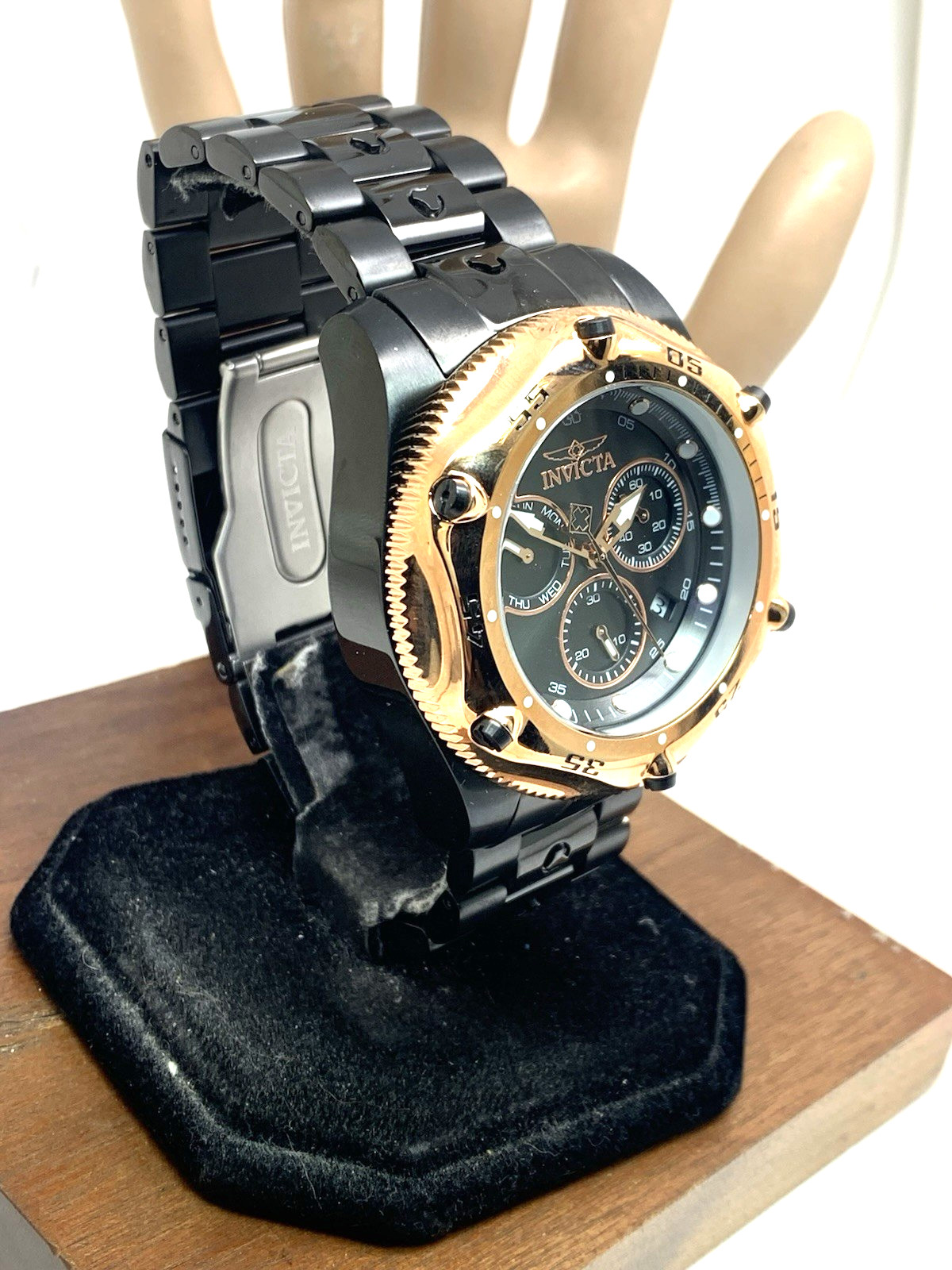 Invicta Men’s Watch 31613 Pro Diver Quartz Black Steel Rose Gold Bezel 51mm