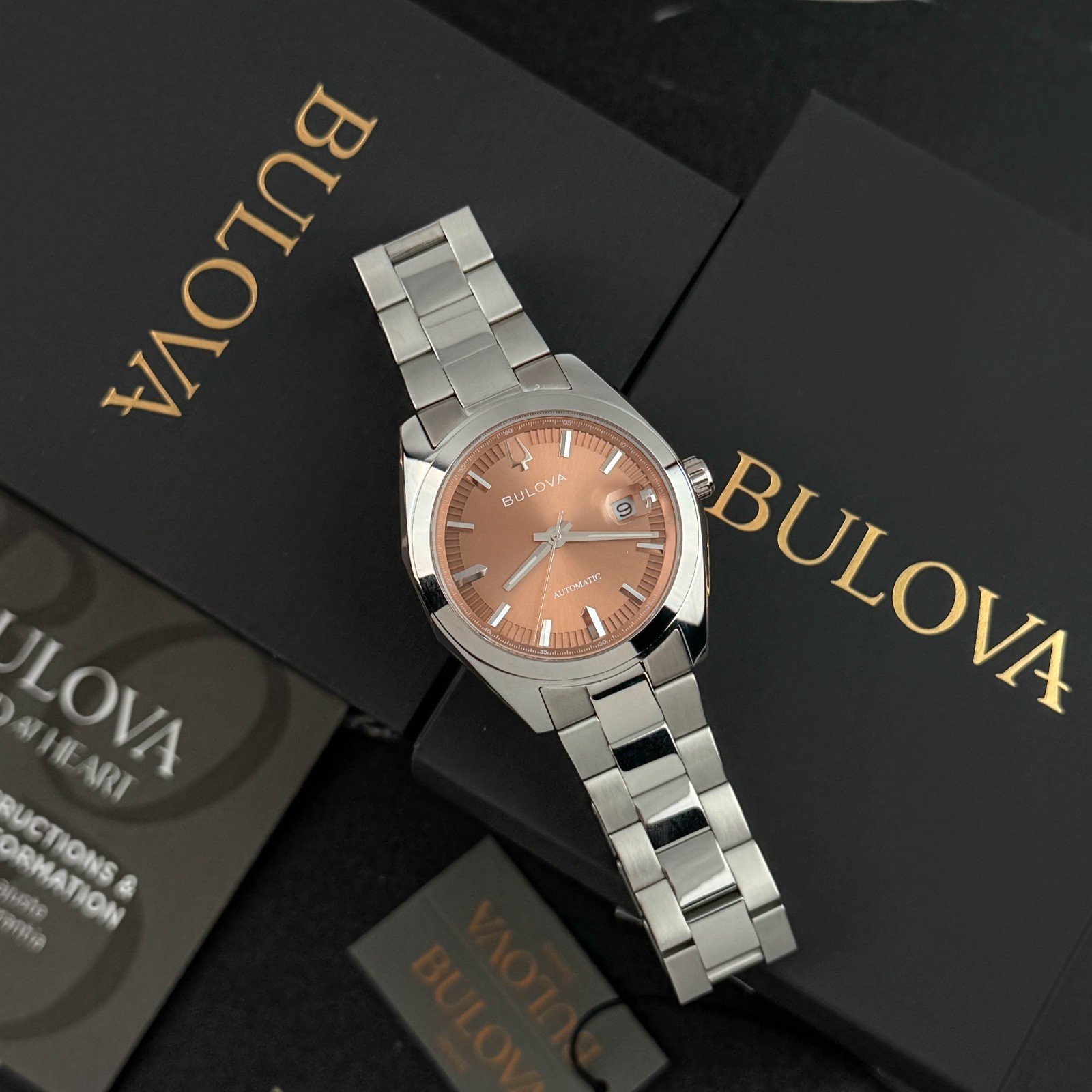 Bulova 96B470 Men’s Surveyor Automatic Brown Dial Stainless Steel Watch 39mm