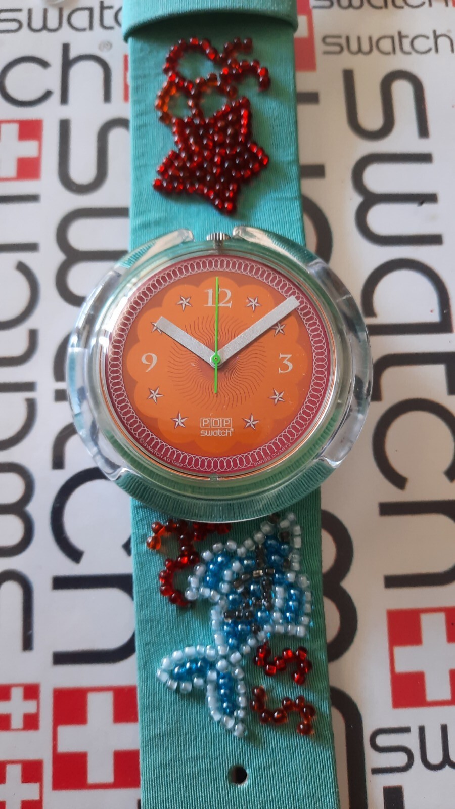 Swatch Soupe De Poisson PWZ106 1993 Pop 39mm Textile Over Leather Vintage