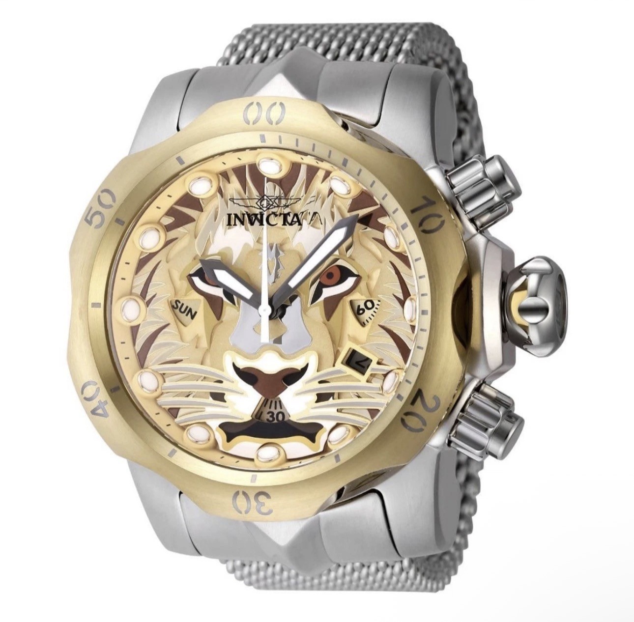 🔥Invicta Venom Lionheart 53.7mm Mesh Band SWISS Ronda Movement Mens Watch 48171