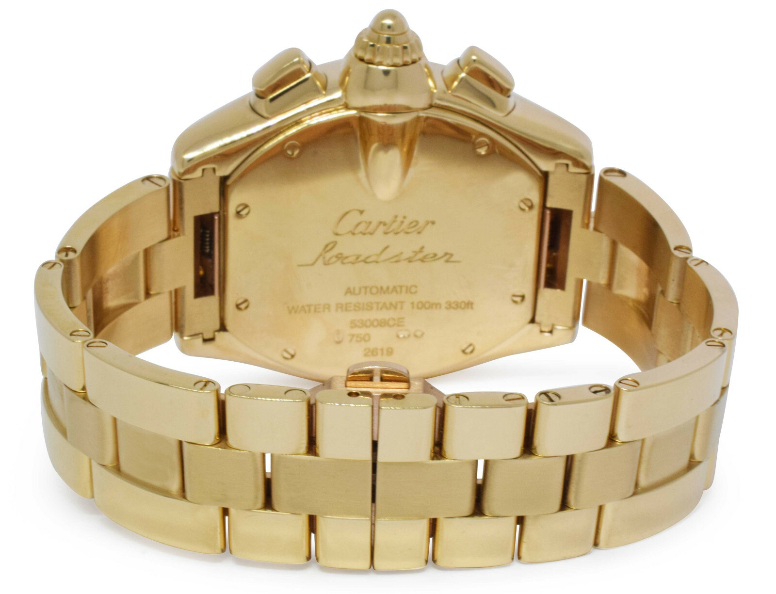 Cartier Roadster XL Chronograph 18k Yellow Gold Champagne Dial Mens Watch 2619