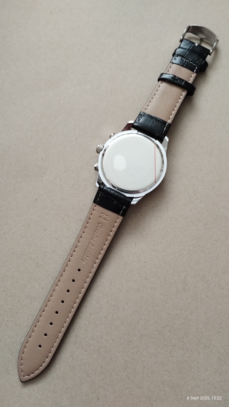 CRRJU 2212L Japanese Quartz Movement Chronograph Watch Black Face Leather Strap