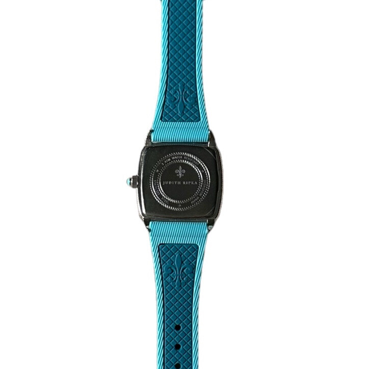 NEW Judith Ripka Mother of Pearl Turquoise Silcone Band Watch