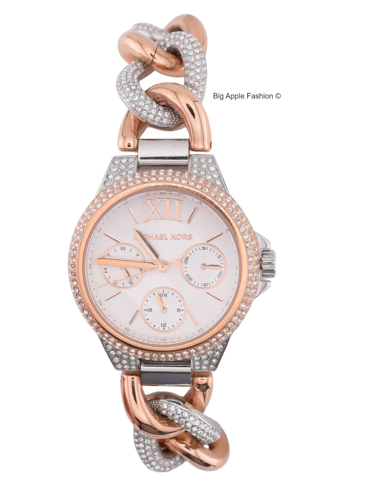 MICHAEL KORS MK6843 Camille Pave Glitz Gold-Tone Crystal Chain Watch $395