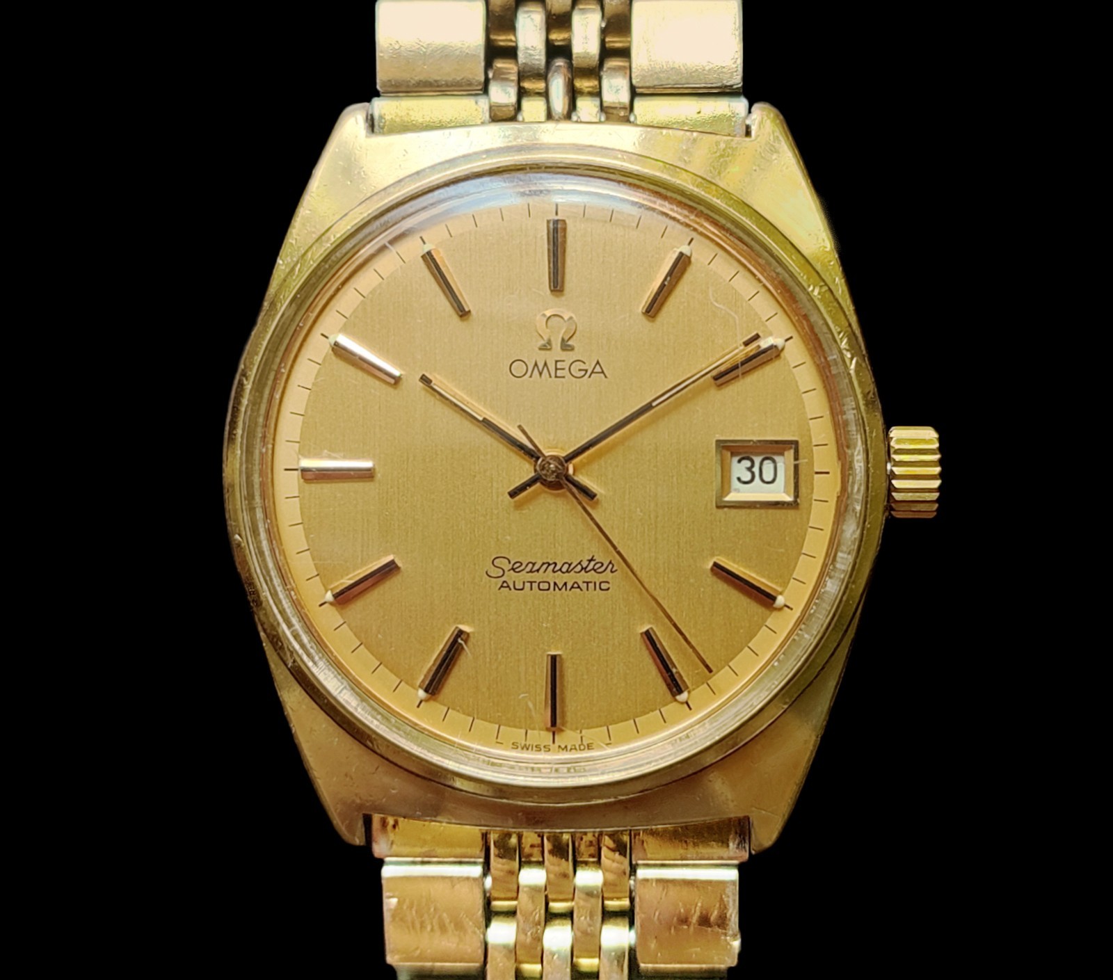 Vintage Omega Seamaster Automatic Watch ref. 166.0204 Gold Dial cal. 1010