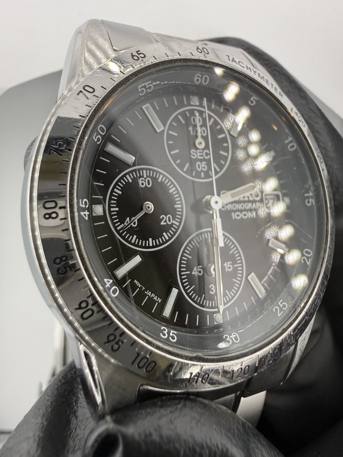 [Exc+5] SEIKO 7T92-0DW0 Chronograph Black Dial Date Quartz Men’s Watch 18.5cm