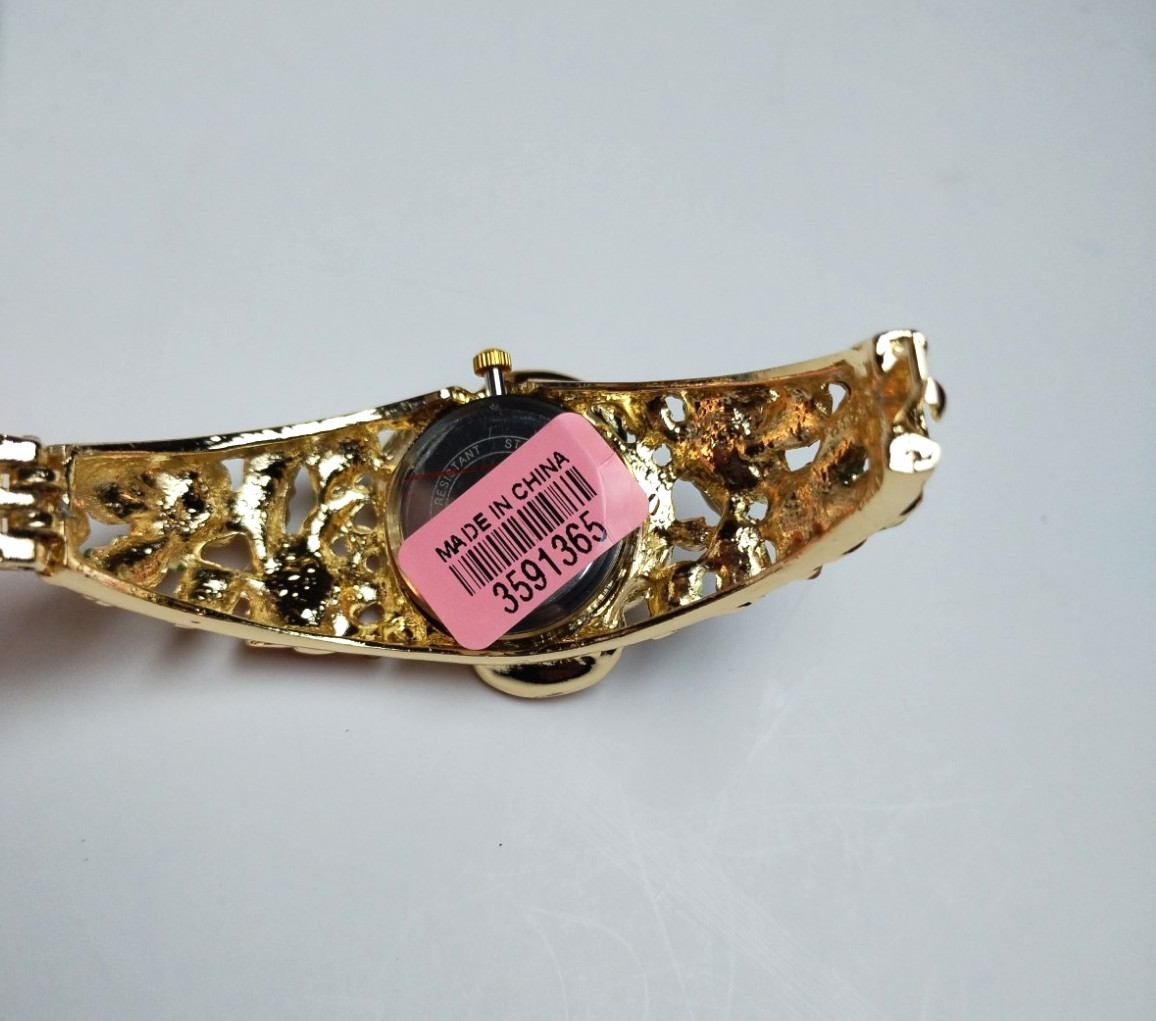 Watch Womens by Strada Pink and Red Enamel Flowers Crystal Bracelet 6 1/2″ NIB