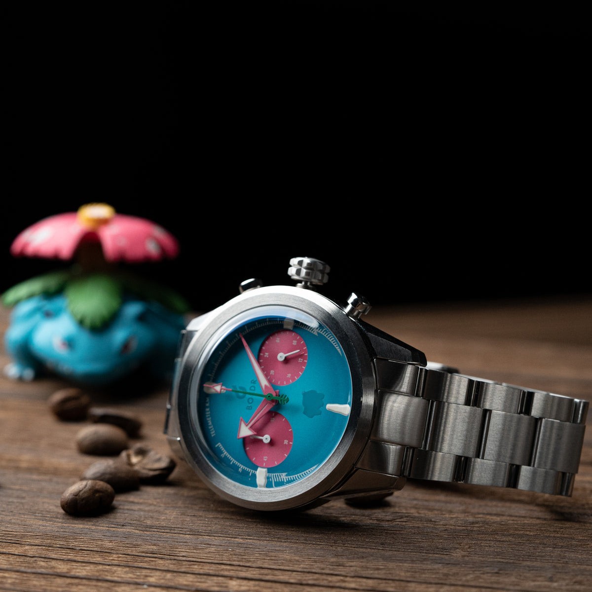 BOLDR x Pokémon Venusaur Chronograph VK64 Meca-Quartz Full Set Box & Papers-Rare