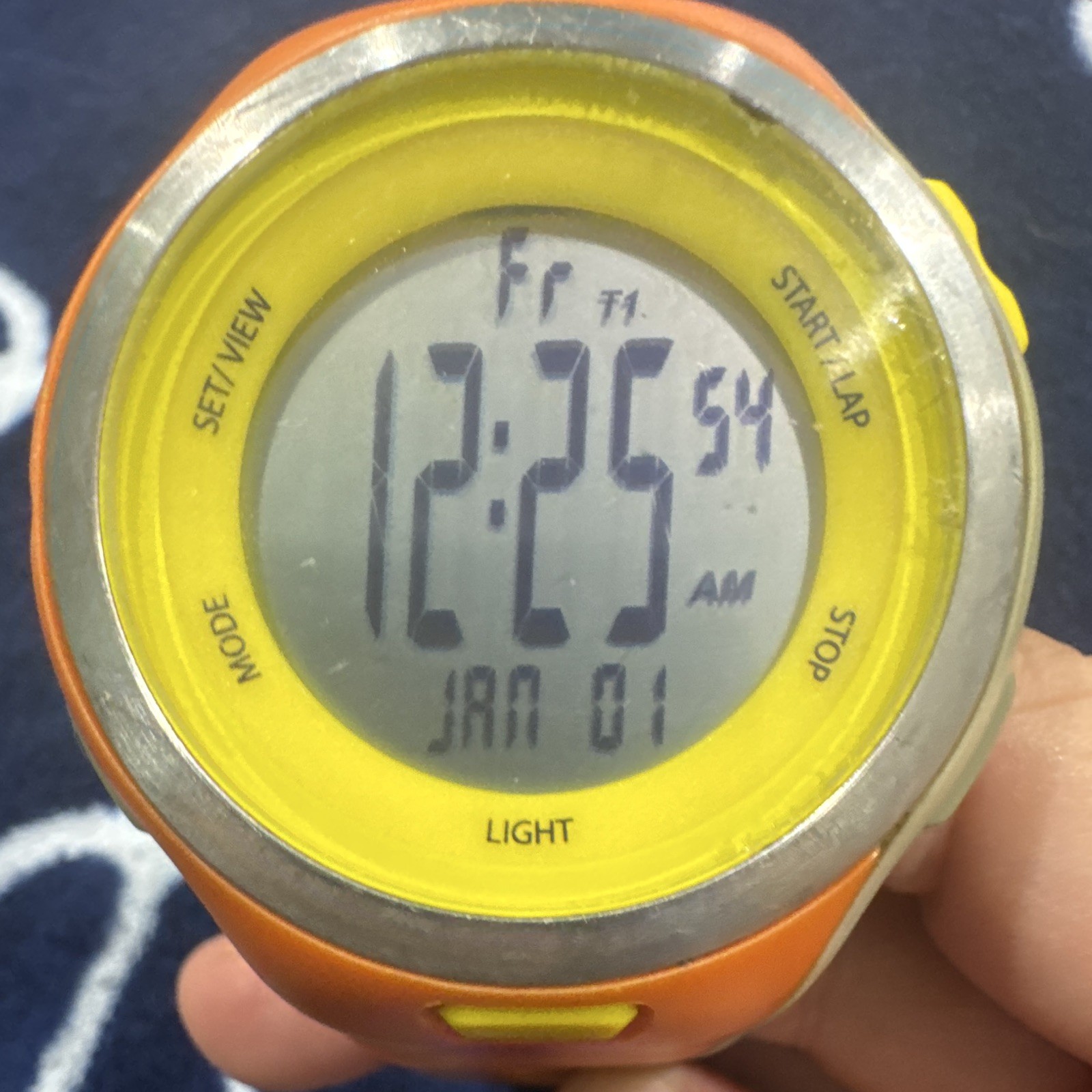 Soleus SR010 Digital Quartz Sport 100m White Resin Band Orange/Yellow Bezel