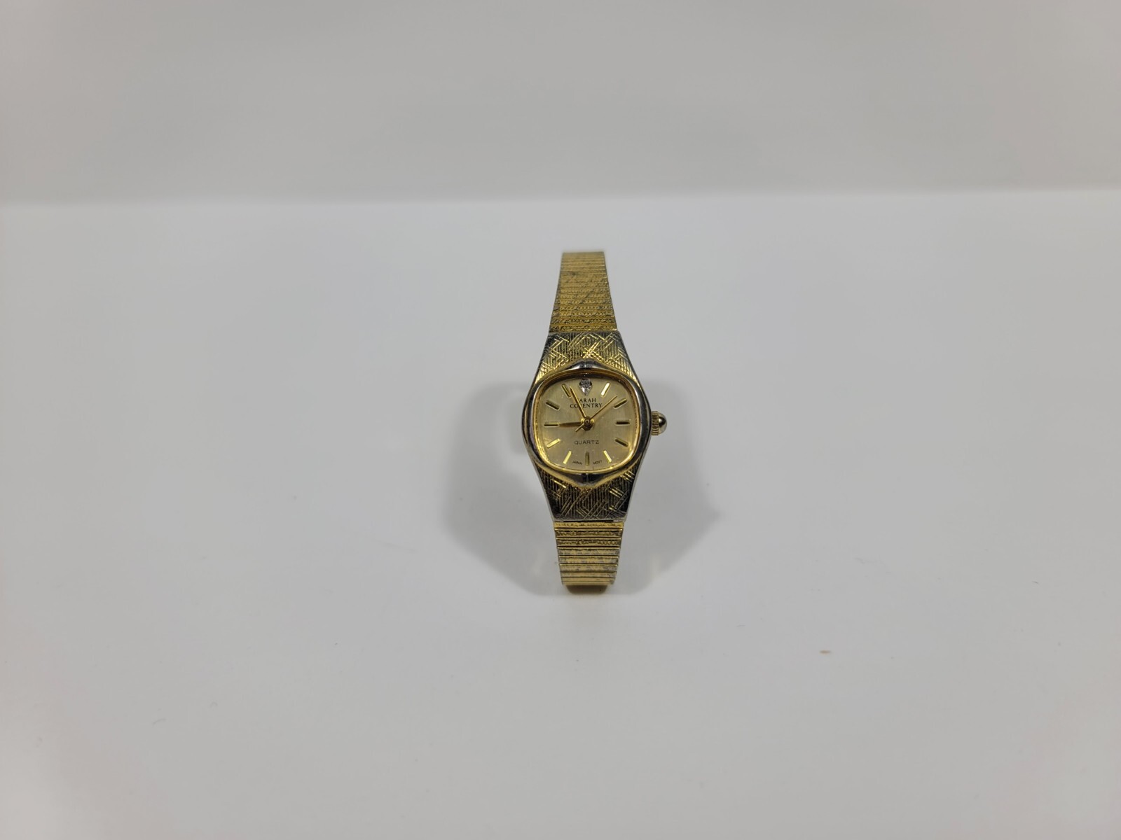 Sarah Coventry Supreme Quartz Watch Japan Gold Silver Tone Diamond Accent Parts