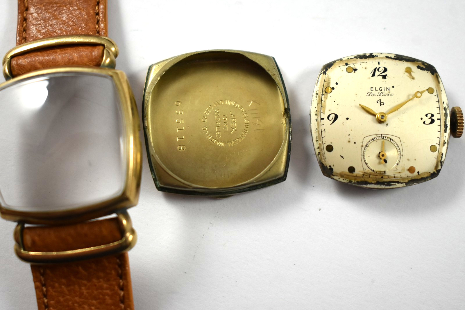 Vintage Elgin De Luxe Fancy Lug 10KGF Case Manual Wind 17J 555 Watch Runs lot.wm