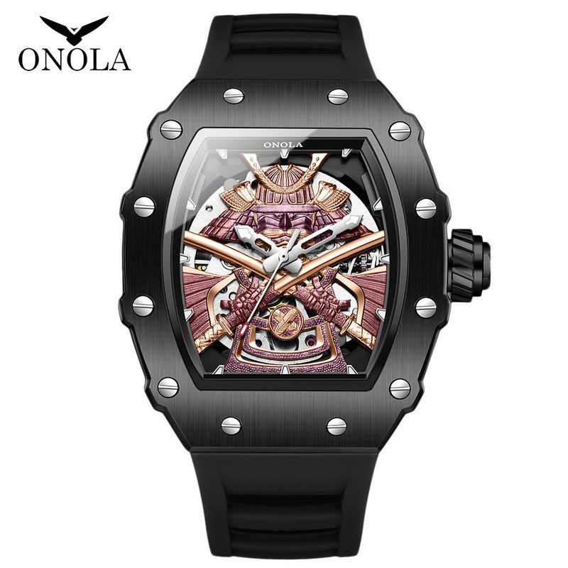 ONOLA Men’s Tonneau Japanese Samurai Luminous Mechanical Automatic Watch Boy’s