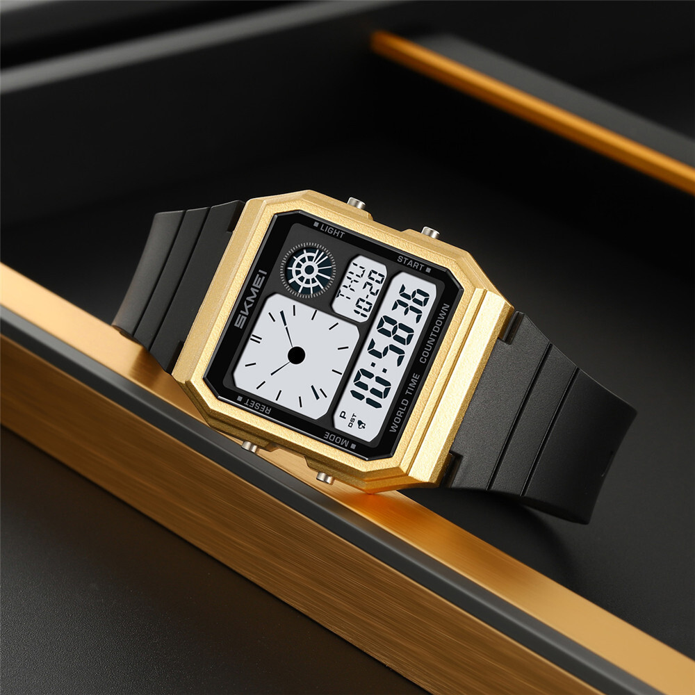 SKMEI Men’s LED Digital Quartz Sport Watch Silicone Band Waterproof Wristwatch