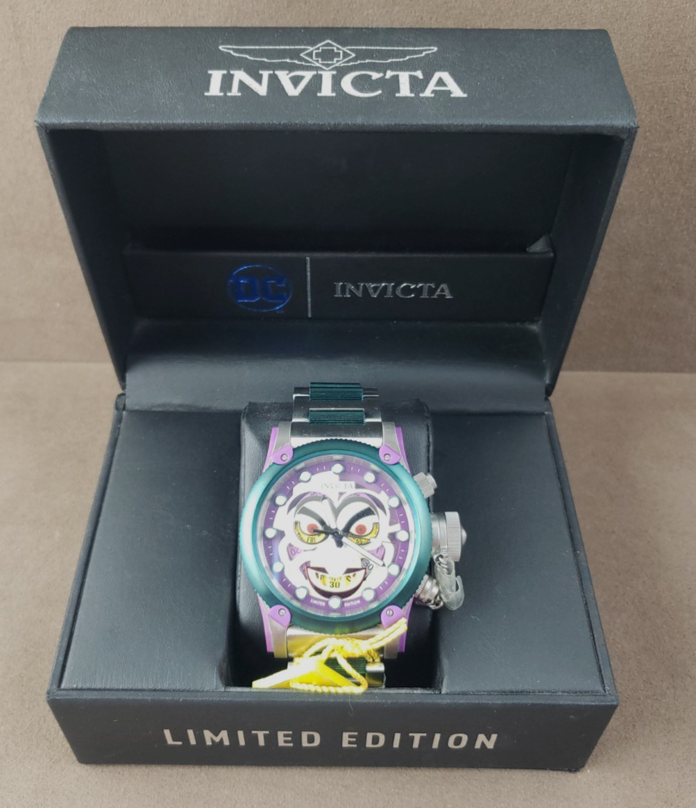 Invicta 52mm DC Comics Joker Russian Diver Swiss Quartz Chrono LE 51/4000 #34293