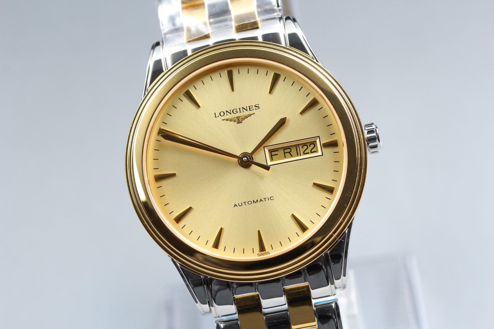 [ w/Box ] LONGINES Flagship L4.899.3.32.7 Gold Day Date Auto SS Swiss Made Watch