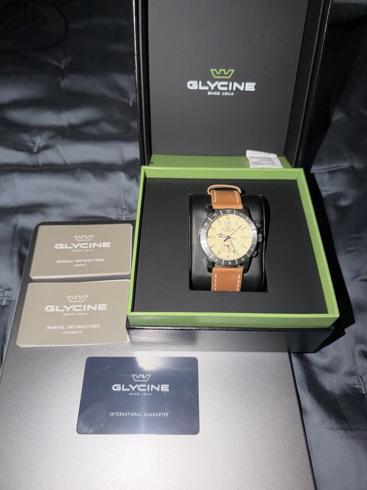 Glycine Airman GMT White Dial Men’s Leather Watch 42mm