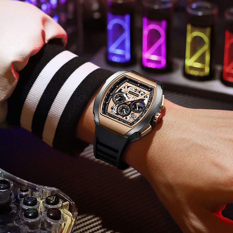 FOXBOX Men’s Waterproof Sports Watch Hollow Dial Multifunctional Digital Style