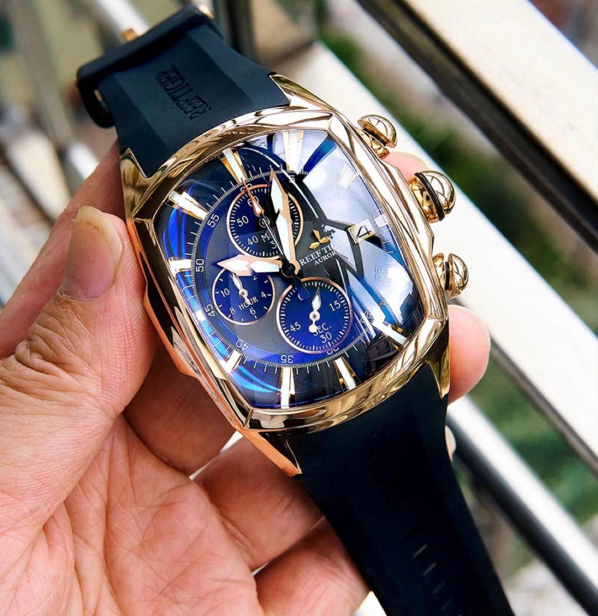 Reef Tiger Men’s Waterproof Chronograph Sports Watch Rose Gold from Japan