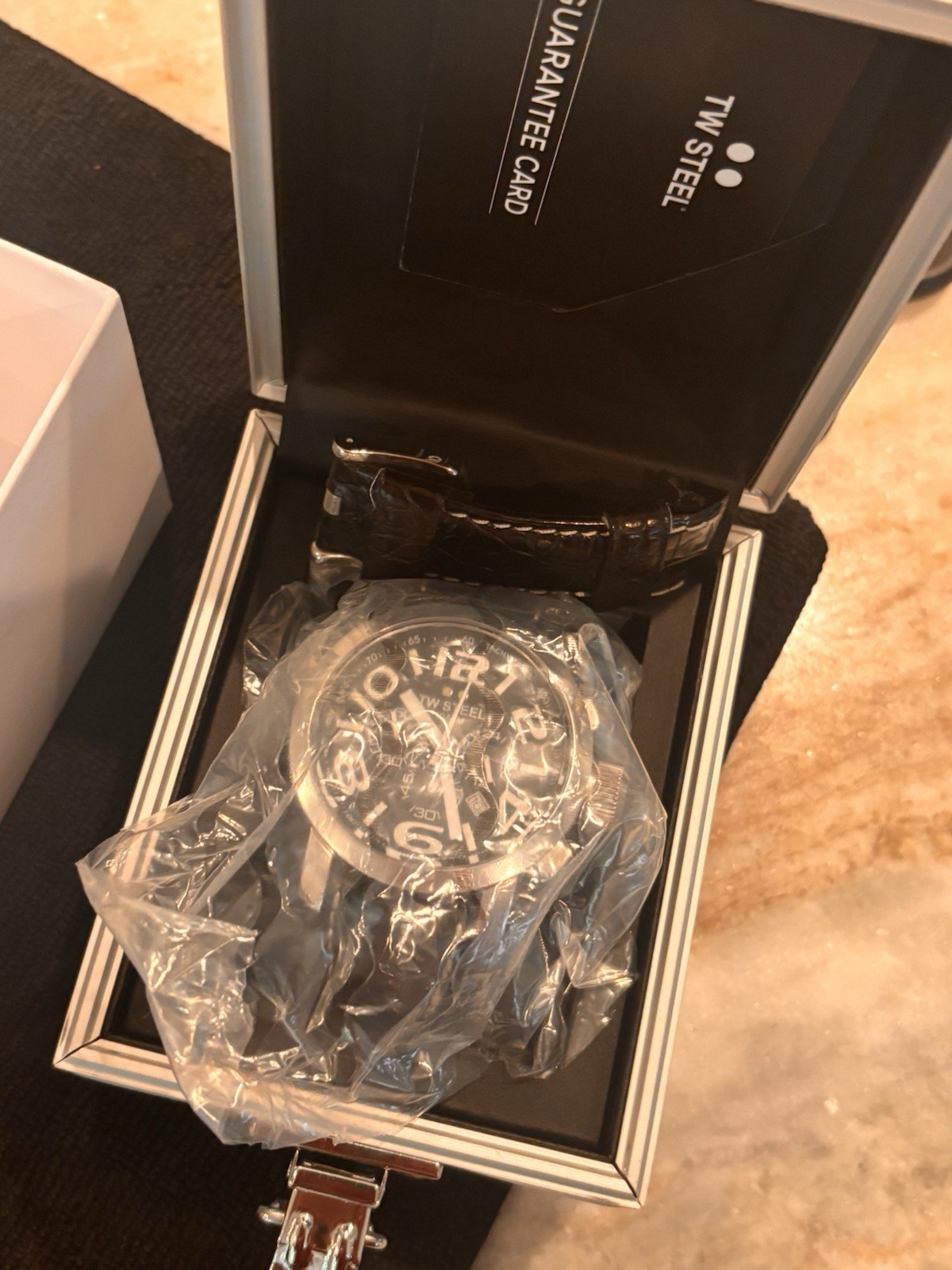 TW50 Men’s Grandeur Black Dial Black Leather Strap Chronograph Watch