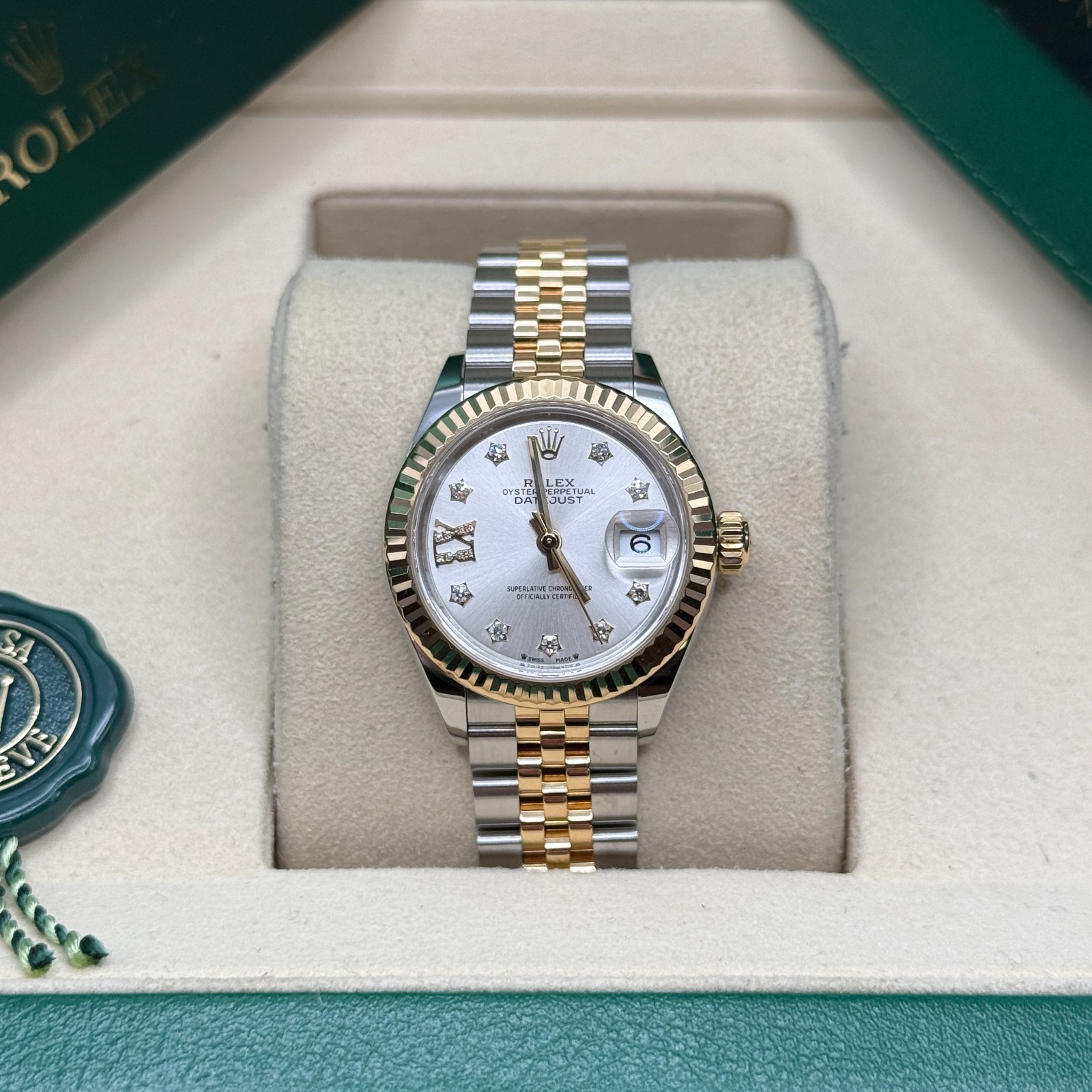 Rolex Lady-Datejust Silver Star Diamond Two Tone Yellow Gold Fluted Jubilee