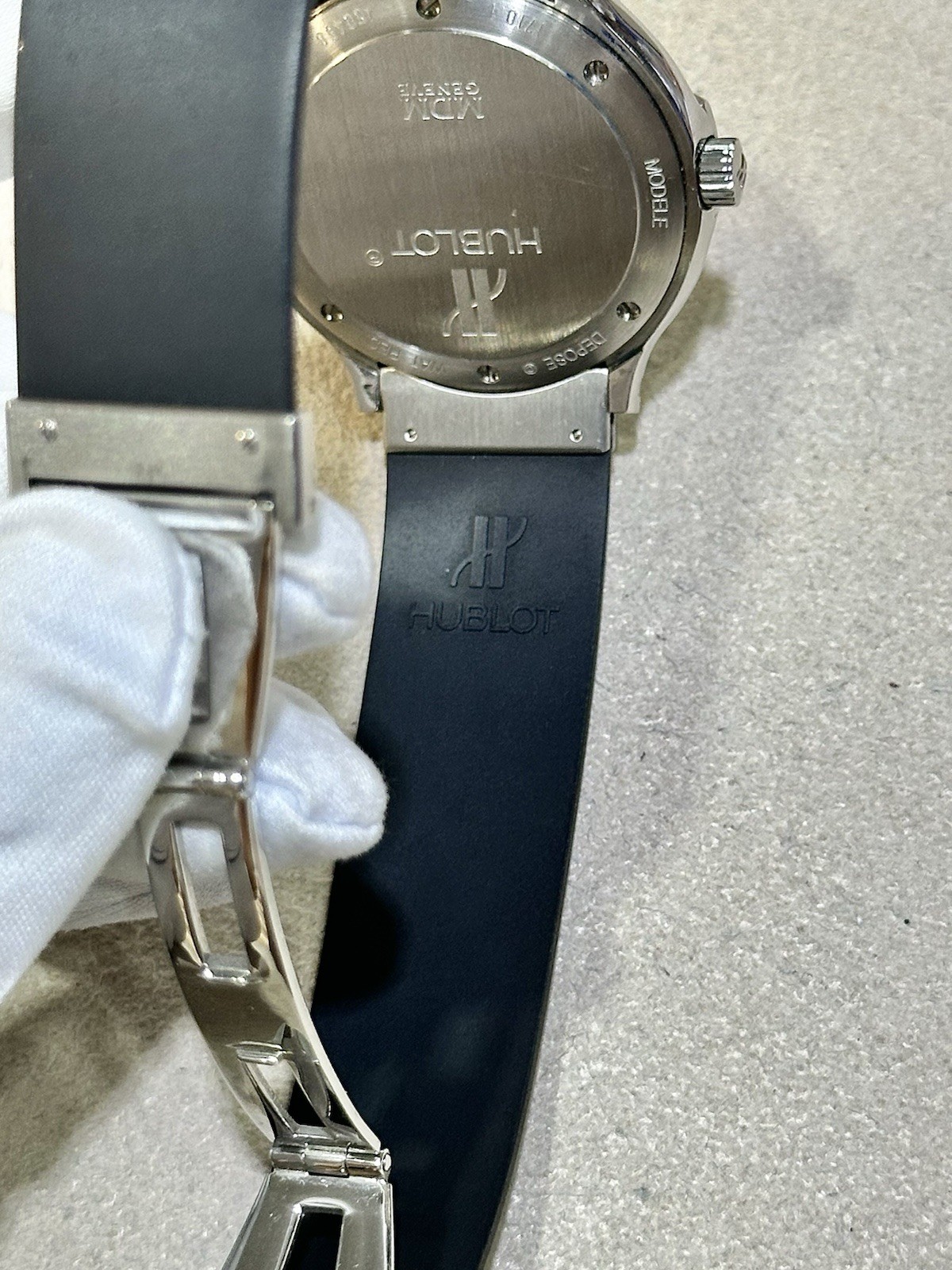 Hublot MDM Geneva Automatic Steel Blue Mother Of Pearl Dial Watch