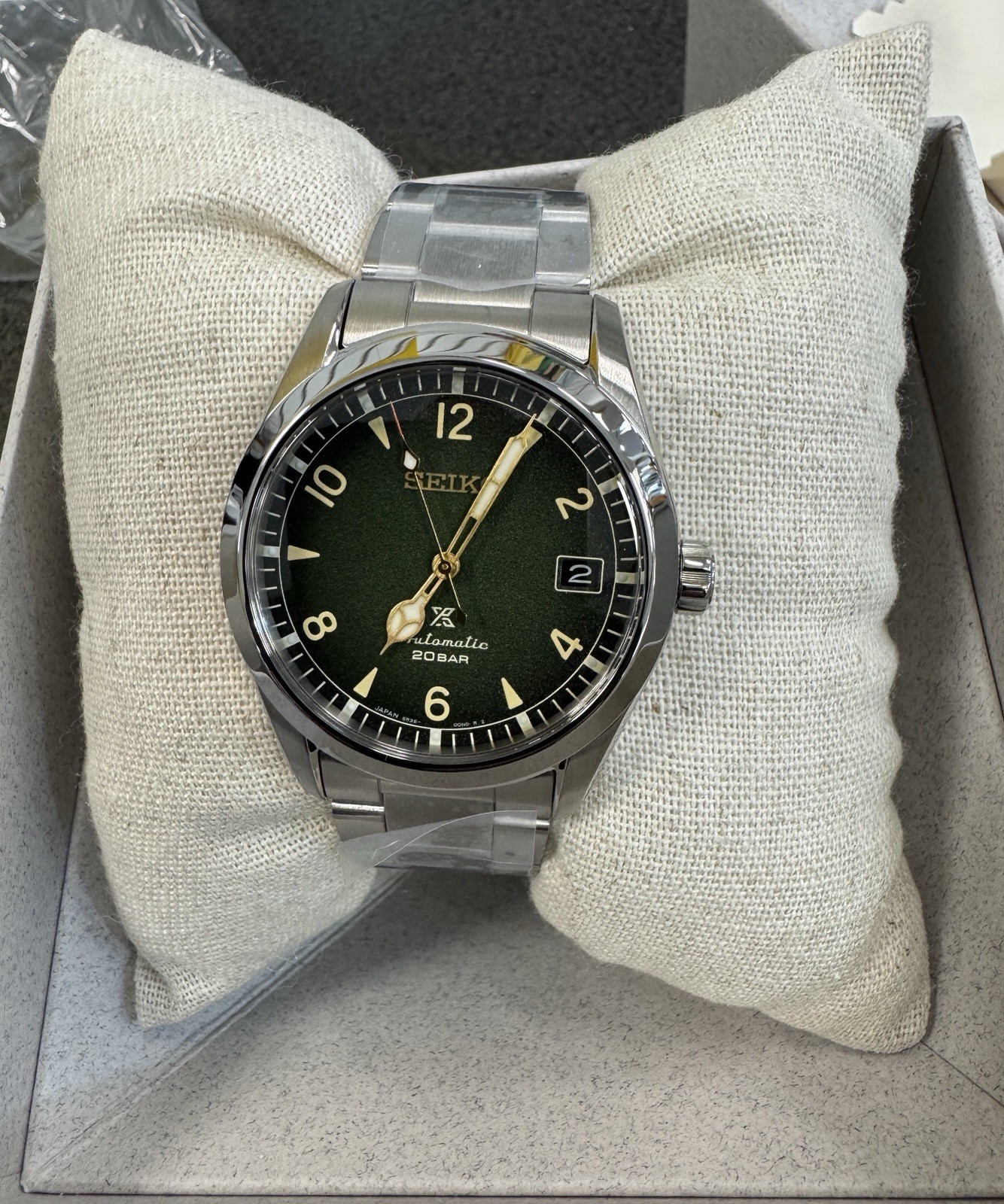New Seiko Prospex Alpanist Stainless Steel Green Dial Men’s Watch SPB155J1 New