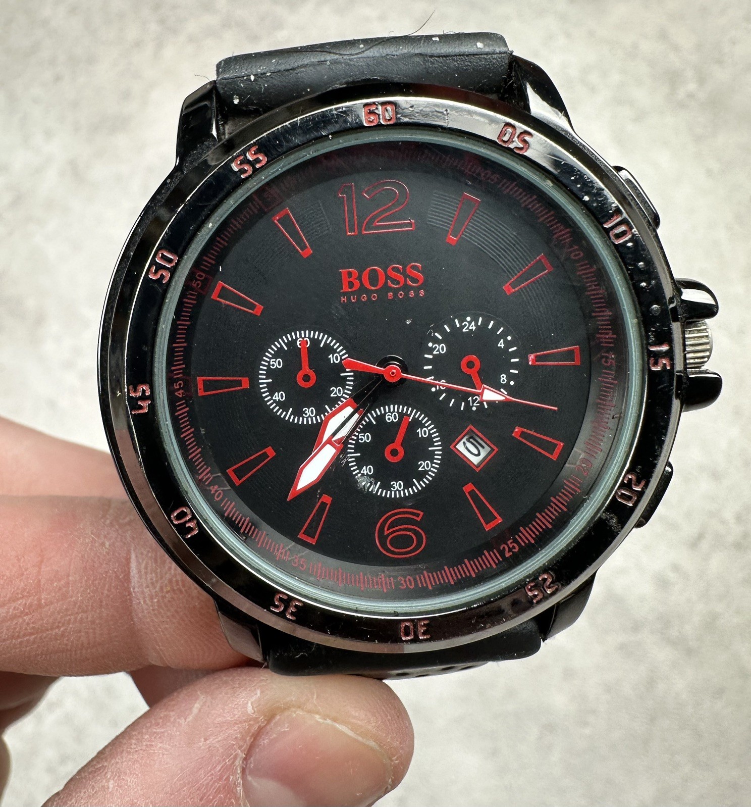 c150 Fantastic Men’s Boss Chronograph Watch by Hugo Boss in Black & Red