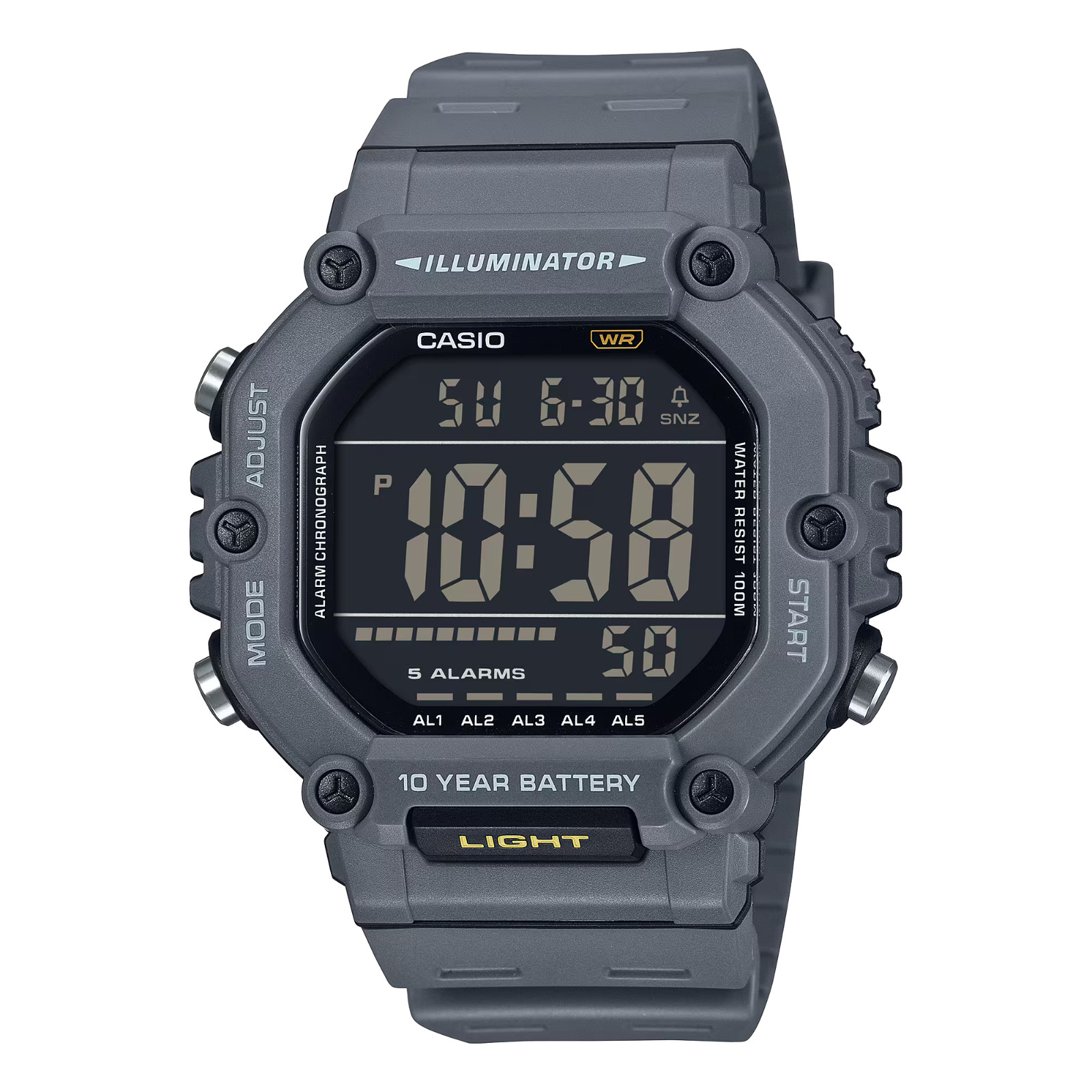 Casio AE1600H-8BV, Chronograph Watch, Black Resin Band, 5 AlarmS, Illuminator