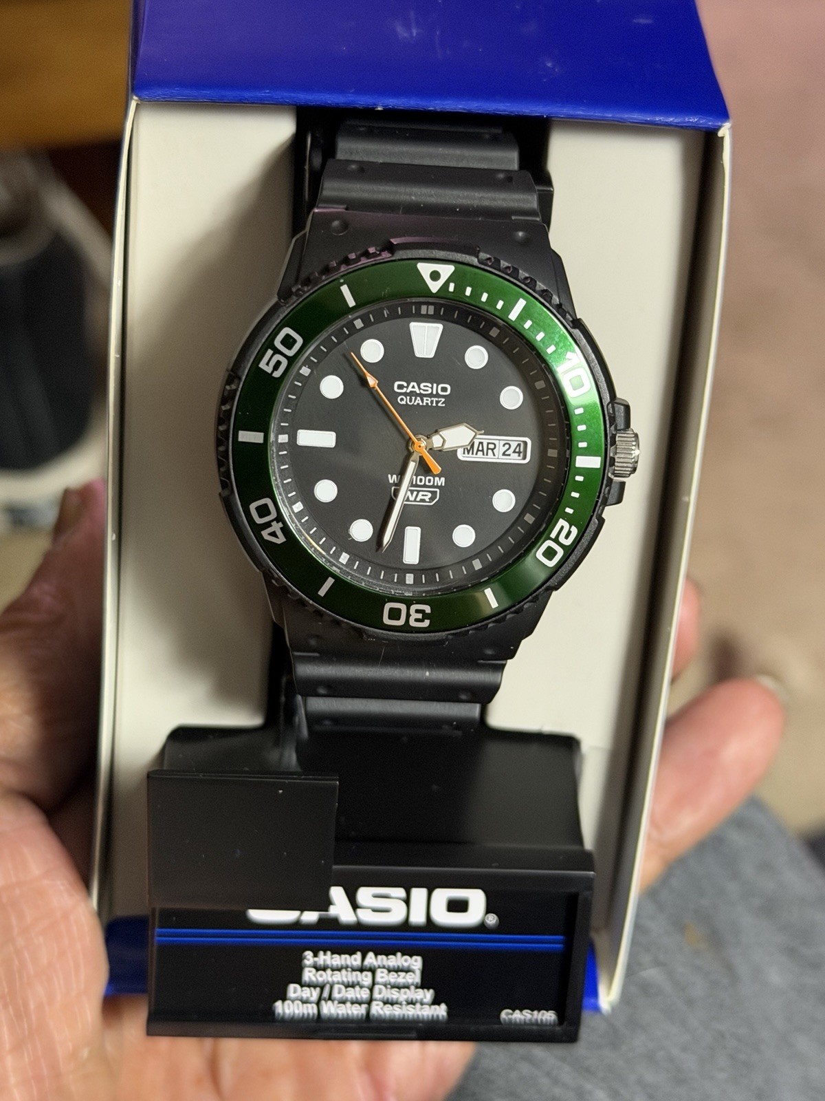 Casio MRW-200H Men’s Quartz Watch 100m Day/Date Rotating Bezel Box