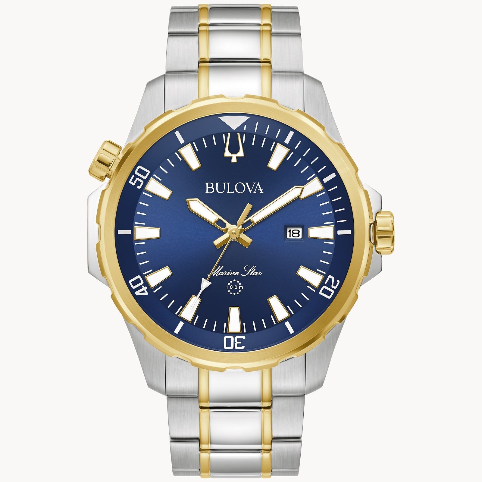Bulova Men’s Watch Marine Star Blue Dial Two Tone Stainless Steel 44mm – 98B384