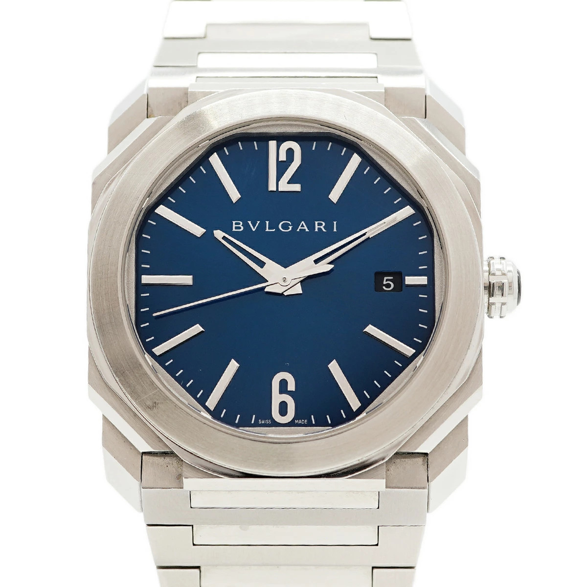 BVLGARI WATCH OCTO SOLOTEMPO 102105/BGO38S AUTOMATIC BLUE SEE-THROUGH BACK MEN’S