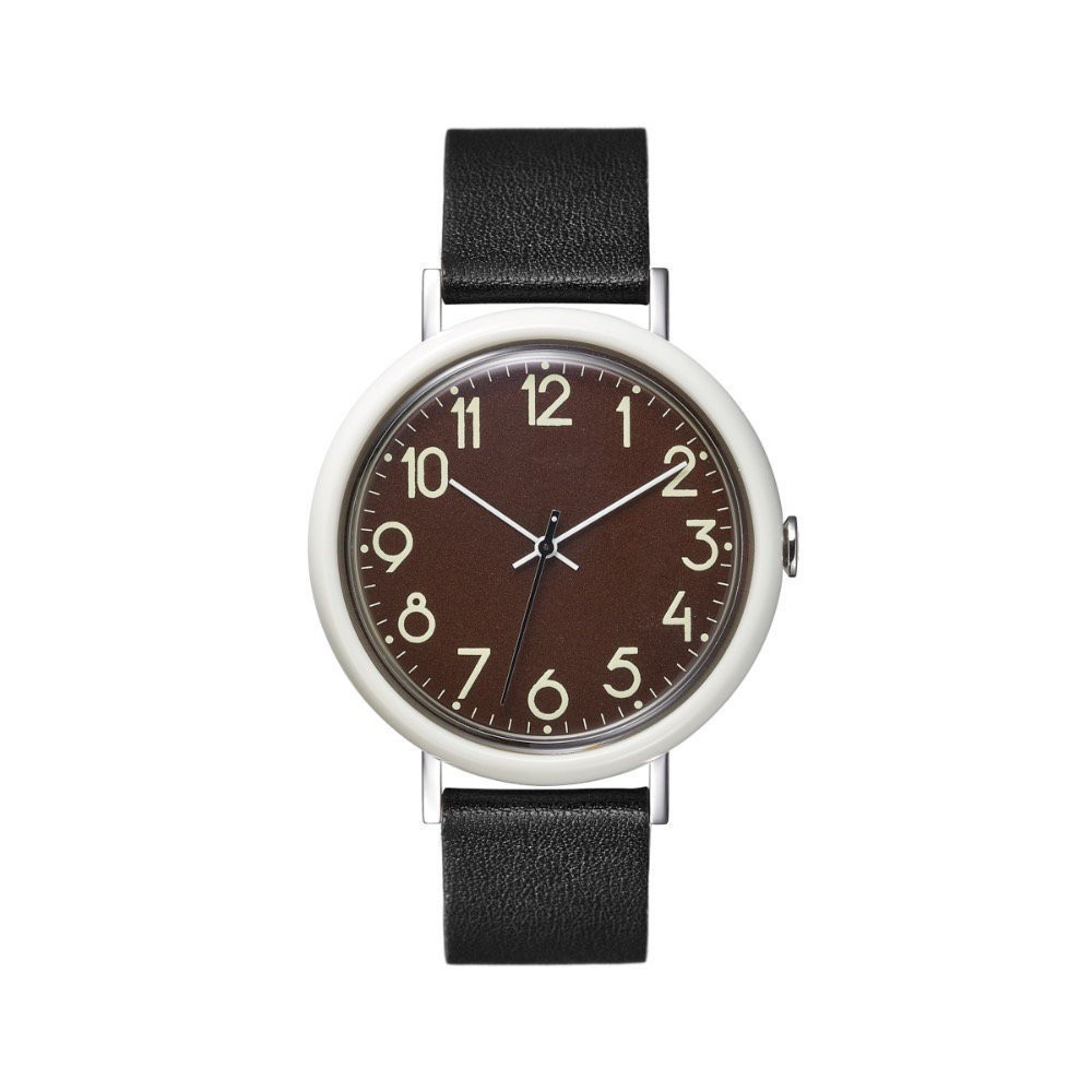 Tacs Brown Dial Black Leather Band 41.5mm Quartz Watch TS2001C