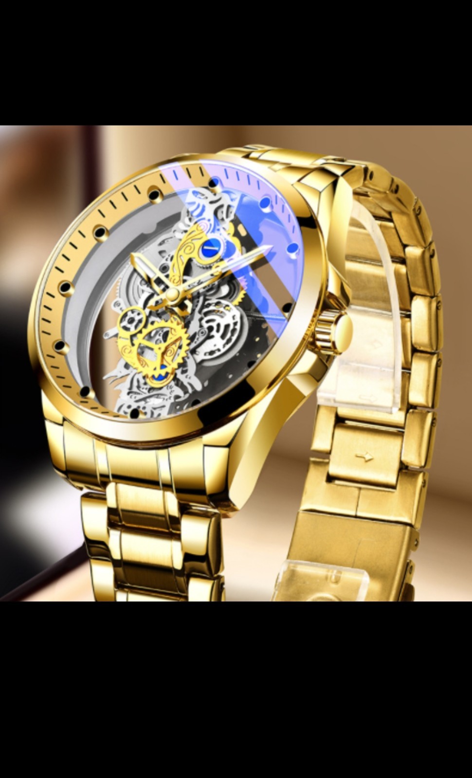 Men Watch Skeleton Automatic quartz Watch Gold Skeleton Vintage Man Watch New