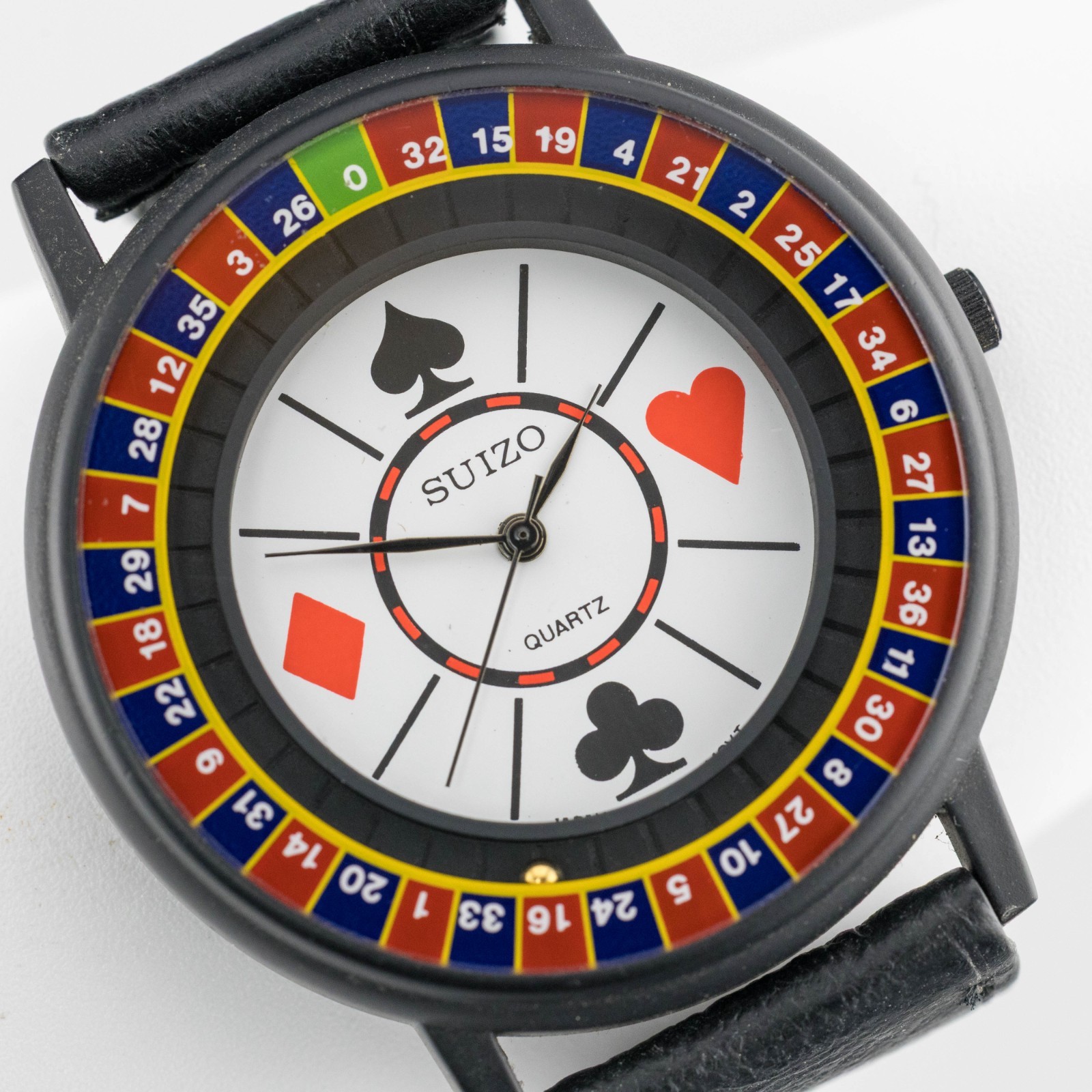 SUIZO Genuine Leather Roulette Dial Quartz Analog Men’s Watch New Battery